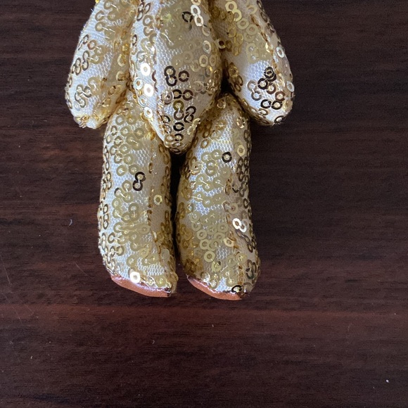 Gold sequin teddy bear key purse charm - Picture 6 of 11